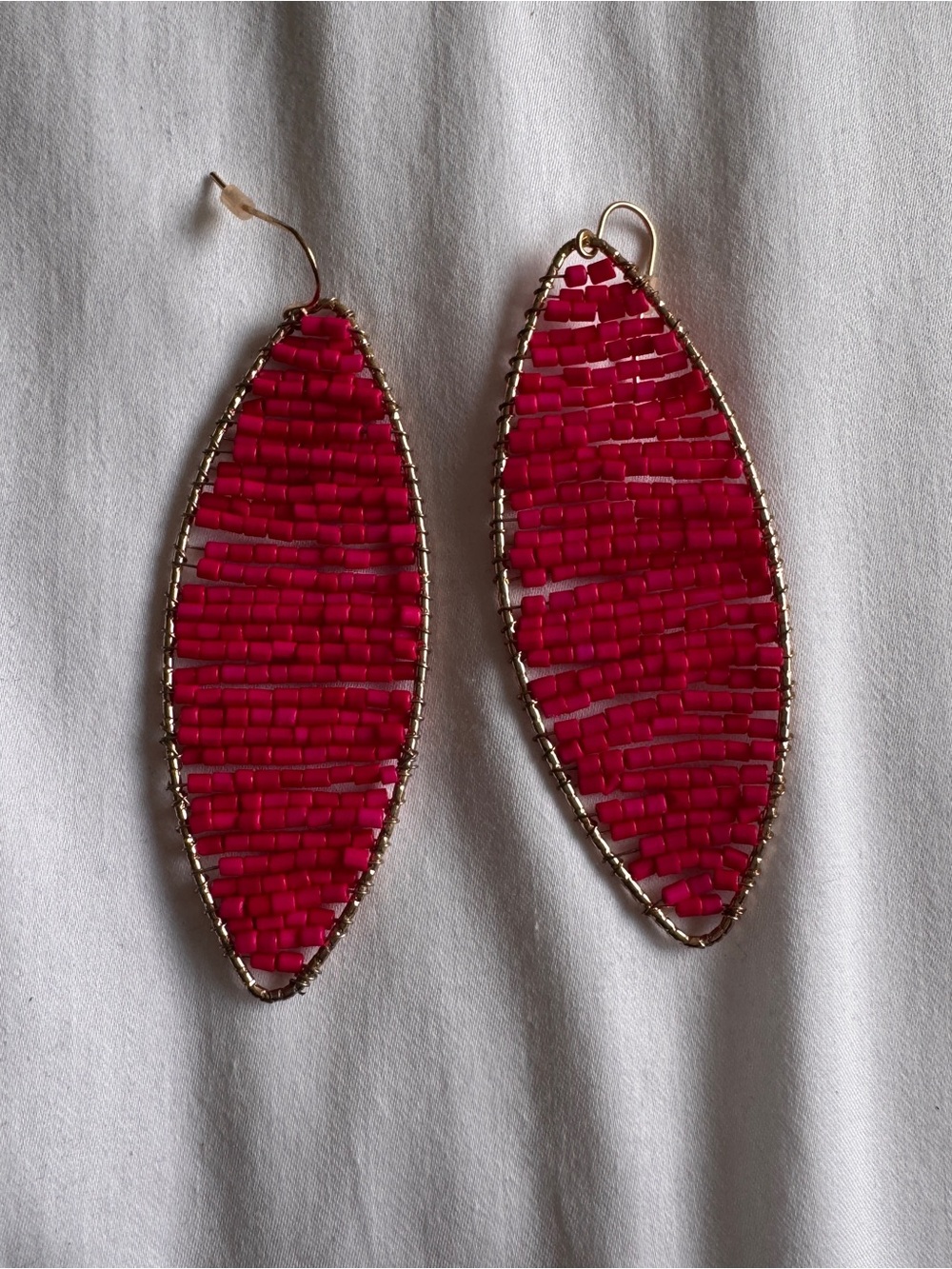 Panacea Cache Fuchsia Beaded Marquise Drop Earrings
